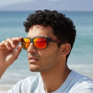 Bolle' Viper Men's Women's Black/Red Frame Fire Red Lens Sunglasses & Case